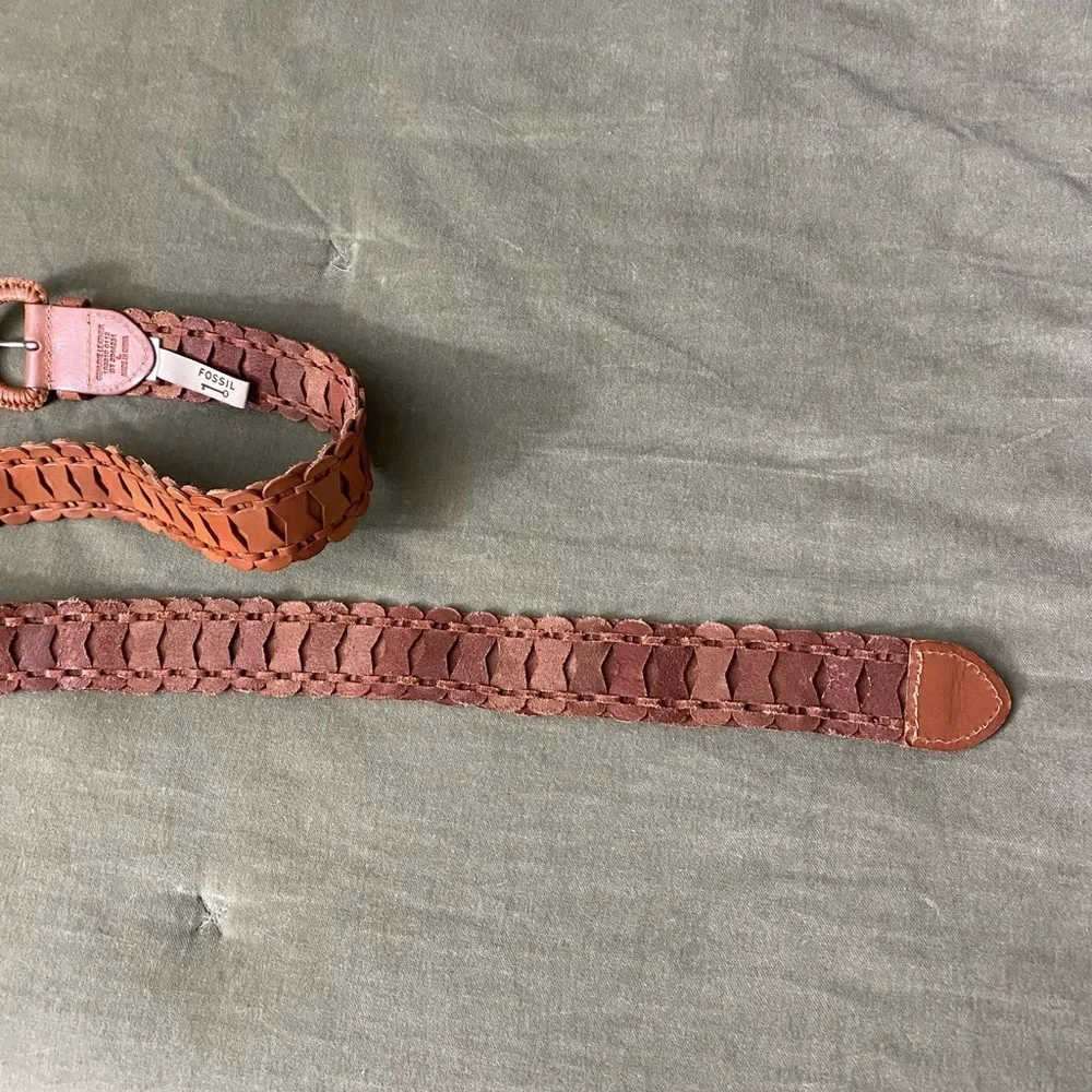 Fossil ladder braided leather belt H-28